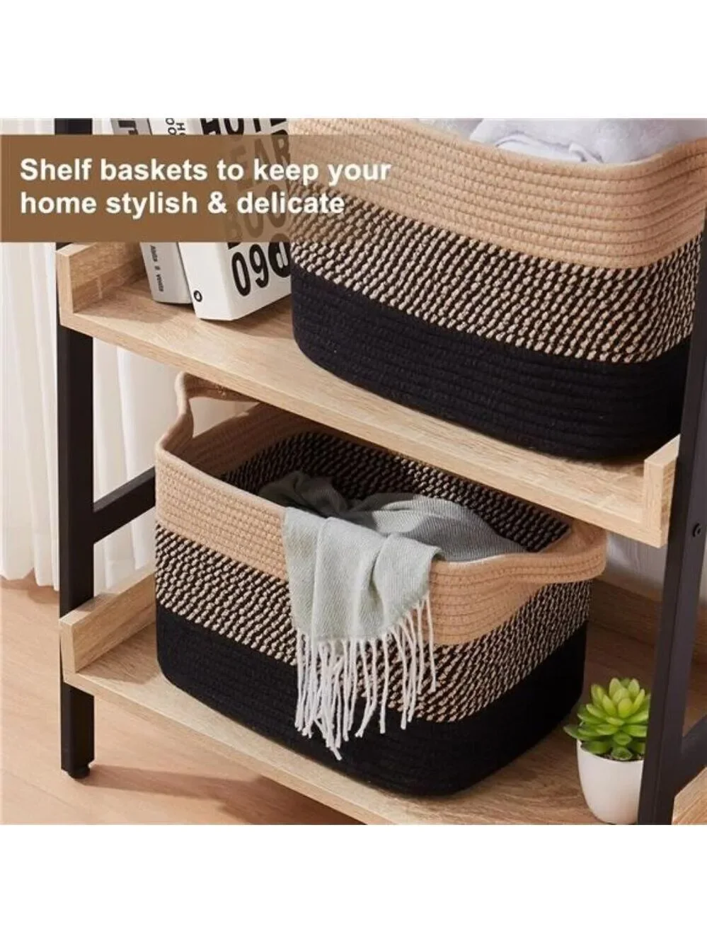 Storage Basket for Organizing Woven Rectangle Bin for Closet Nursery